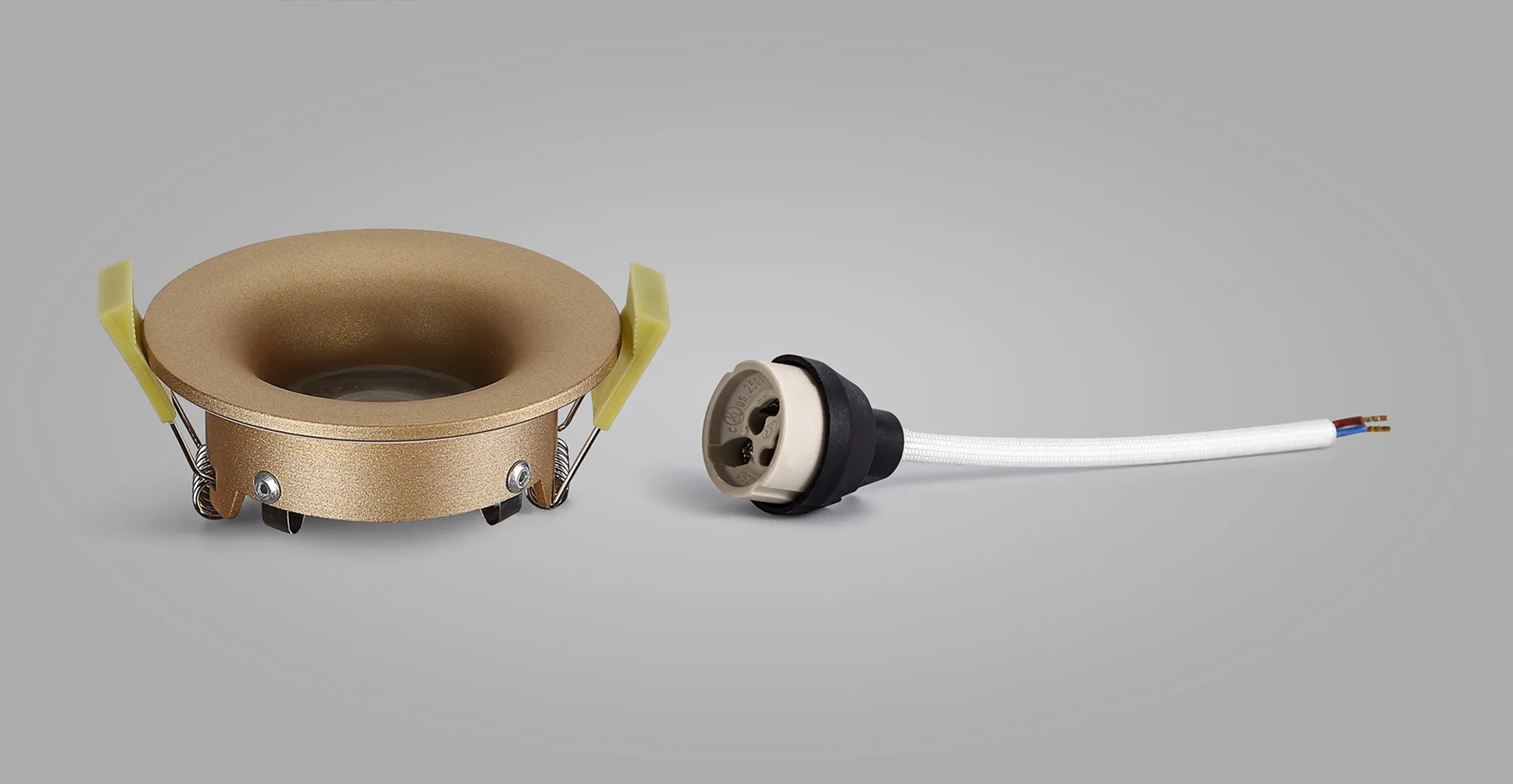 Bruve GU10 Recessed Round Champagne Gold IP65 Downlighter, Cut-Out 68mm DX200405  Dlux Bruve IP65